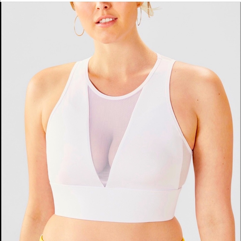 COPY - NEW Fabletics Clare White Mesh Midi Sports Bra Women's Size XL NWT $45